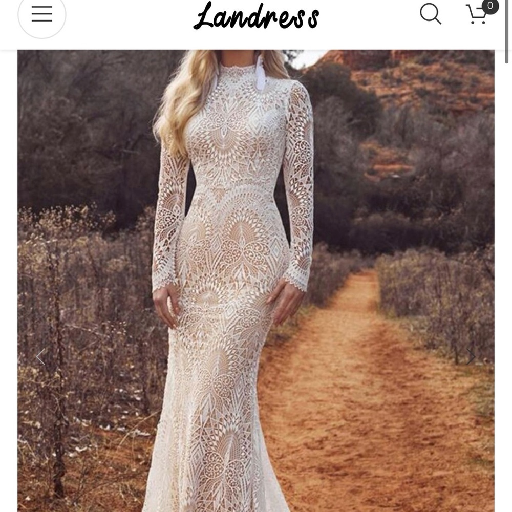 White Long Sleeve Lace Maxi Dress